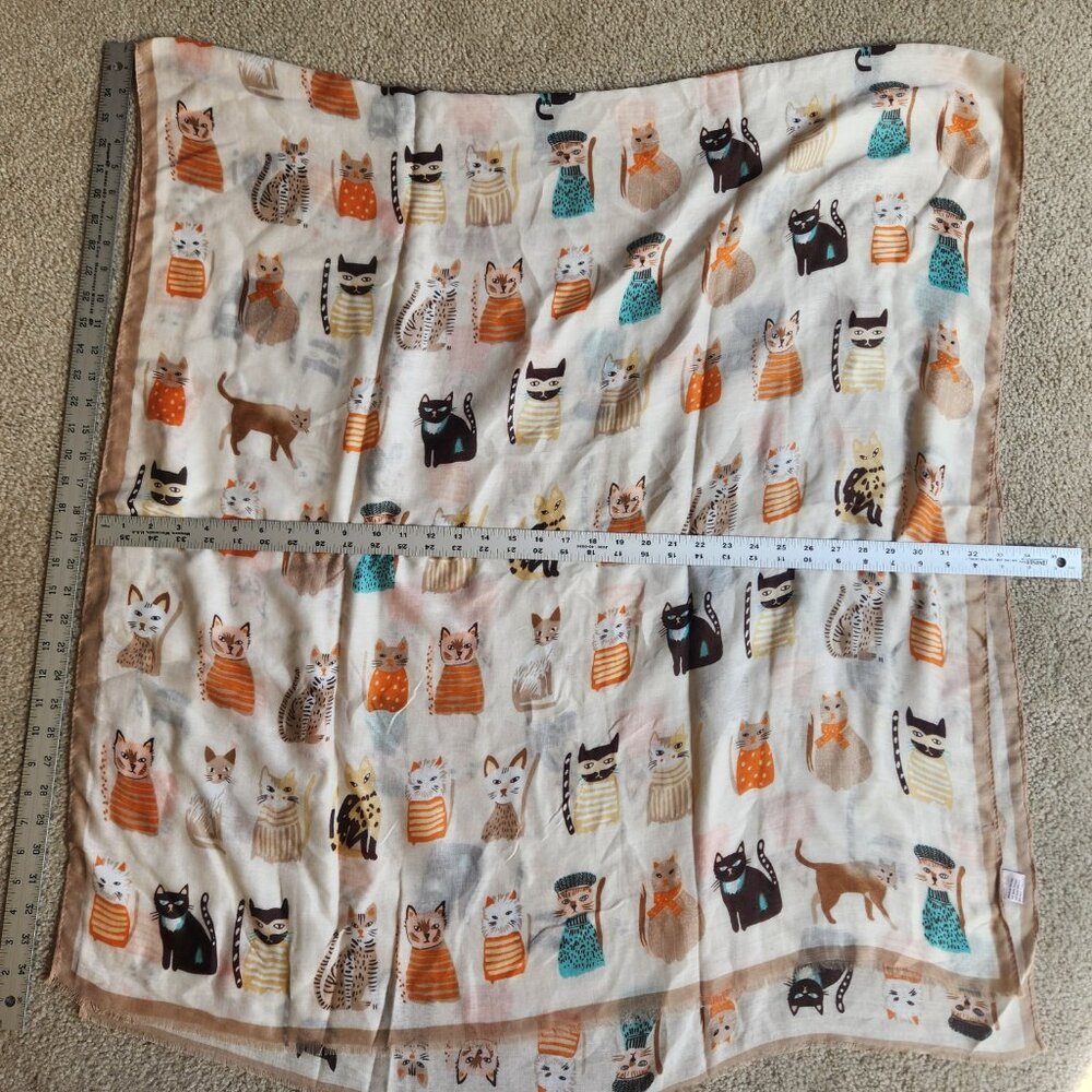 NEW Gauzy Cat Kitten Kitty Scarf Cotton/Viscose - Picture 5 of 5